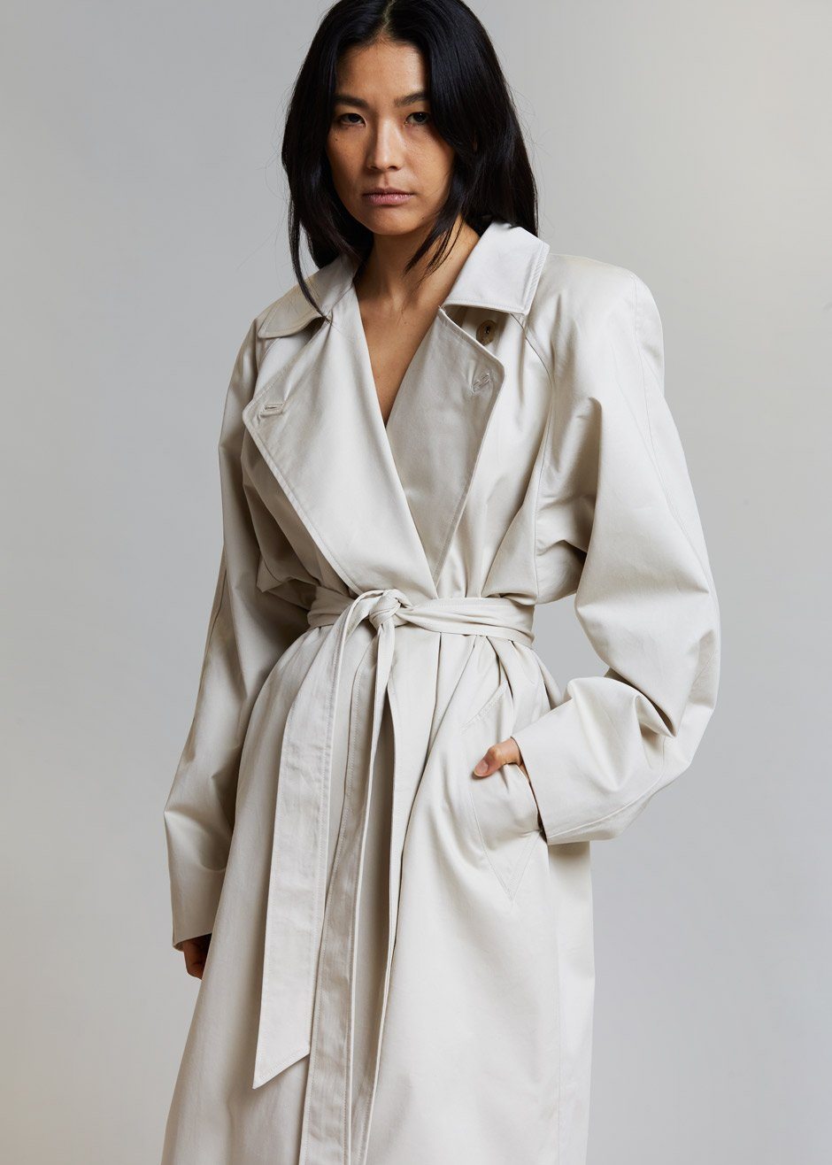 Marisol Box Shoulder Trench - Bone – The Frankie Shop