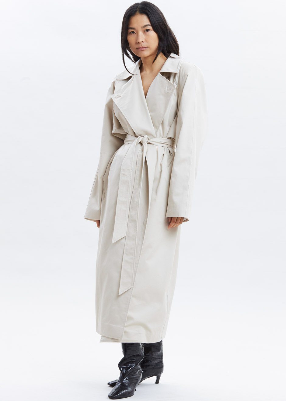 Marisol Box Shoulder Trench - Bone